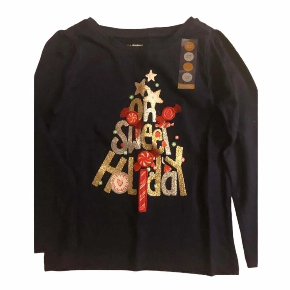 Gymboree Girls Christmas Top Oh Sweet Holiday Glitter 5T #3601